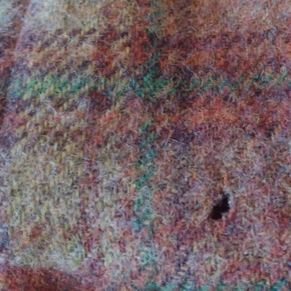 The J Peterman Co Women's Reversible Wool Corduroy Coat Size Medium Plaid Maroon - Picture 10 of 10